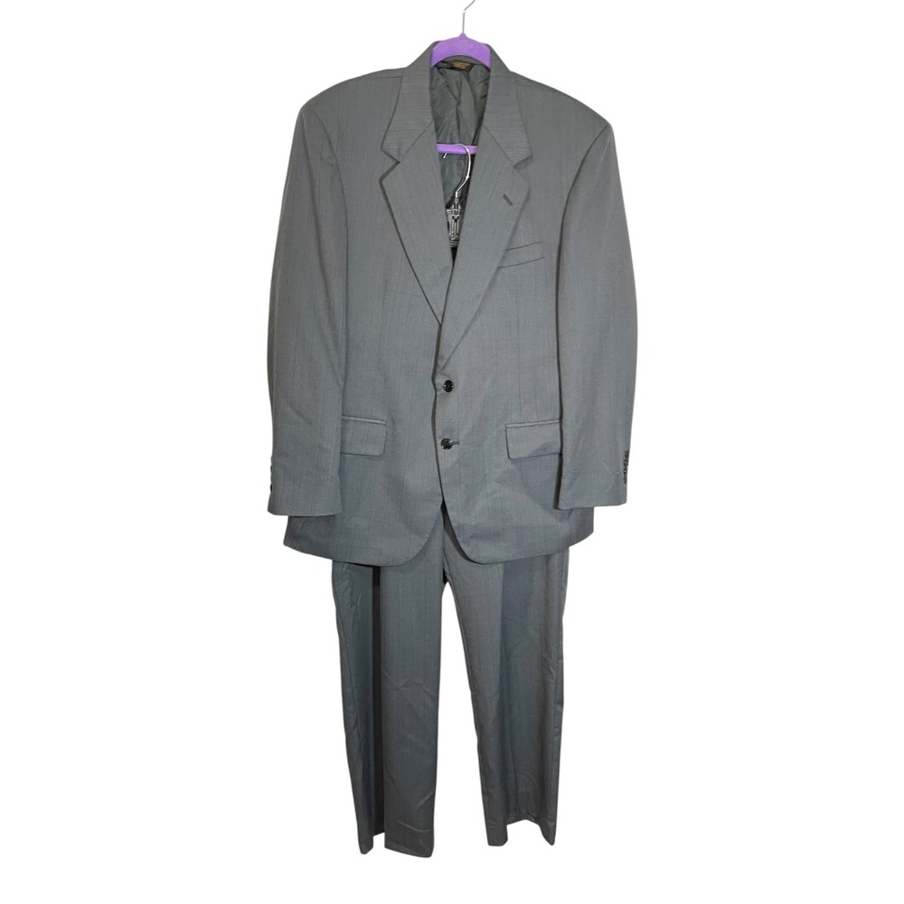 Meeting Street 42R Gray Two Piece Suit Set Pleated Pants Blazer Professional